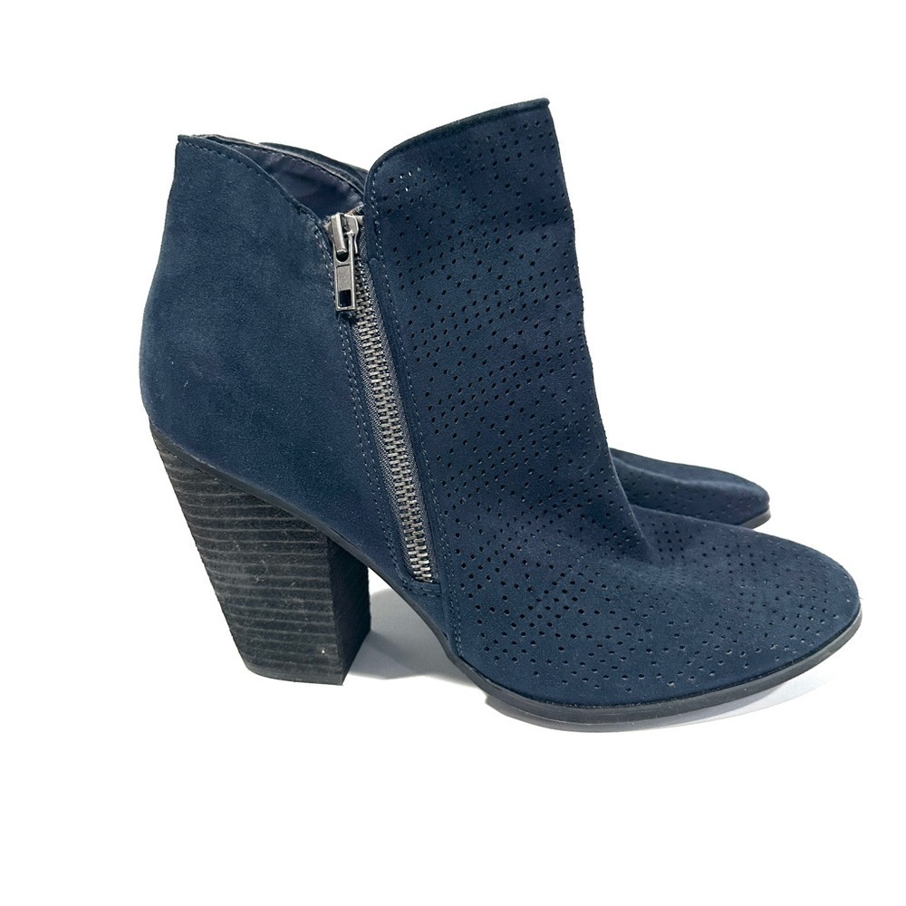 Carlos Santana Navy Blue Hacey Heeled Booties Boots - Picture 4 of 11